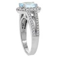 thumbnail image 3 of 10K White Gold Natural Aquamarine Halo Ring Oval 8x6 mm with Diamond Accents, size 6, 3 of 4