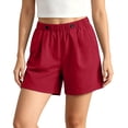 thumbnail image 5 of ITSAME Womens Plus Size Cotton Linen Shorts Elastic Waist with Pockets Summer Loose Casual Shorts Red Size 4XL, 5 of 6