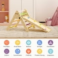 thumbnail image 2 of Set of 3, Pikler Triangle Foldable Wooden Climbing Triangle Ladder with Ramp for Sliding Climbing Indoor Kids Play Gym, 2 of 6