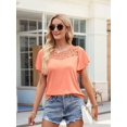 thumbnail image 5 of Women'S Short Sleeve Shirts Dressy Lace Summer Tops 2025 Spring Trendy Casual T-Shirts Cute Blouses Orange Red M, 5 of 8