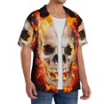 thumbnail image 2 of Logiee Satanic Skull Print Men's Button Down Shirts Short Sleeve, Summer Beach Shirts,Vacation Wedding Shirts,Men's Casual Button-Down Shirts with Pocket-Small, 2 of 5