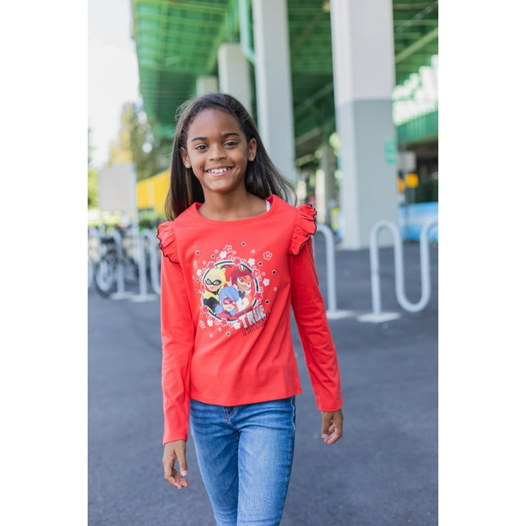 Miraculous Ladybug Cat Noir Rena Rouge Little Girls 2 Pack Long Sleeve T Shirts Little Kid to Big Kid