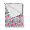 thumbnail image 2 of Vintage Rose Soft Flannel Fleece Throw Blanket, Grungy Look Flower Arrangement, Cozy Plush for Indoor and Outdoor Use, 60" x 80", Pale Blue Pink, by Ambesonne, 2 of 5