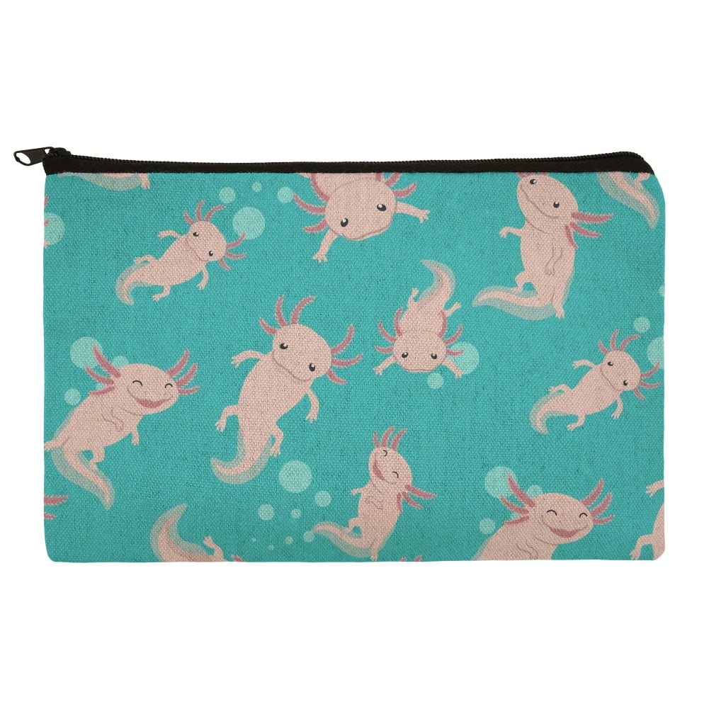 Cute Axolotl Mexican Walking Fish Pencil Pen Organizer Zipper Pouch Case