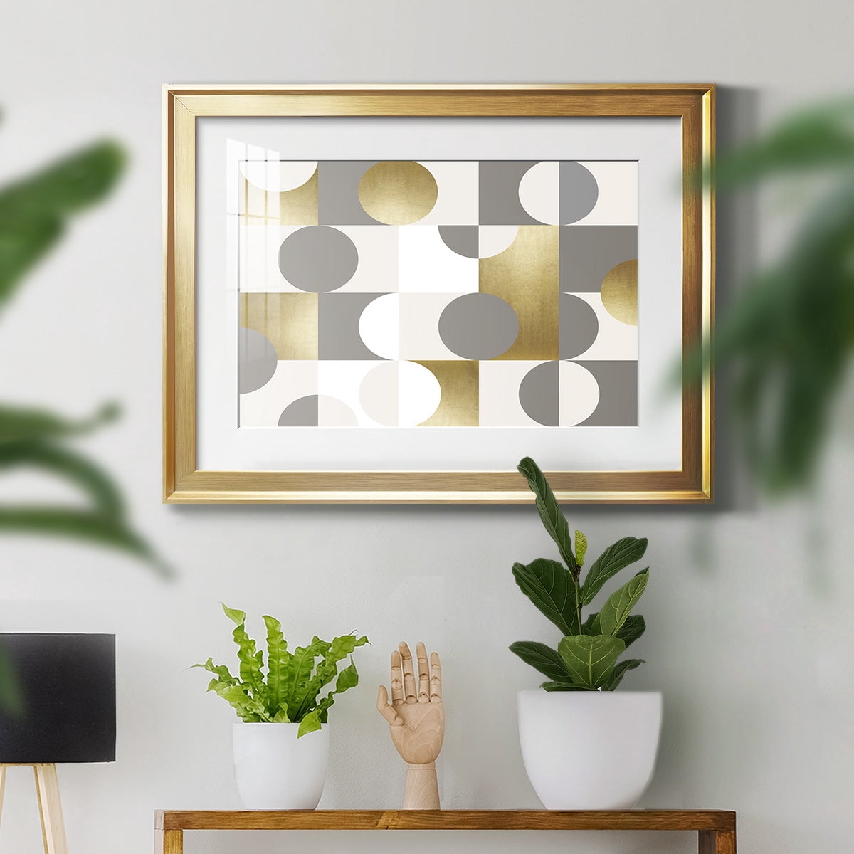 Modern Gold Reflections Premium Framed Print - Ready to Hang