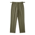 thumbnail image 5 of Men's Corduroy Straight Leg High Waisted Casual Pants Vintage Trousers Trendy Fashion Green 34, 5 of 7