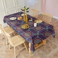 thumbnail image 5 of Purple Circular Floral Pattern Rectangle Tablecloth 60"x120",Waterproof Polyester Rectangle Table Cloth, Wipeable Spillproof Polyester Tablecloth for Dining, Camping, Indoor and Outdoor, 5 of 6
