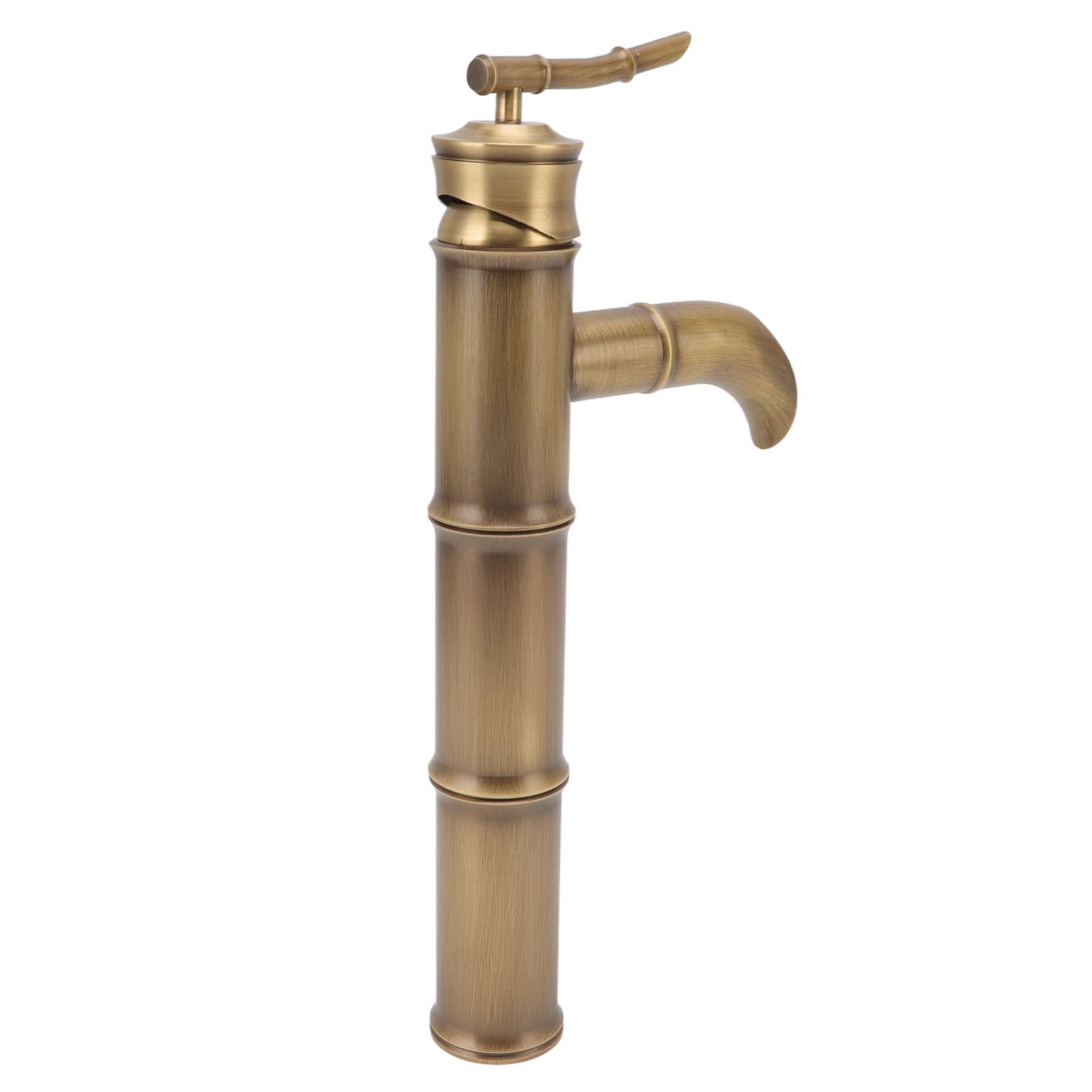 Riousery All Copper Antique Faucet 3 Sections Bamboo Joint Single Hole Basin Tap Bevel Mouth Toilet Cold Hot Sink Faucet with Gaskets and Hoses Included for Bathroom Vanity