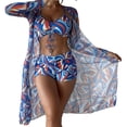 thumbnail image 1 of Conjunto de bikini para mujer Trajes de baño sexy de 3 piezas con cubierta de manga larga (Azul XL) FLhrweasw Para estrenar, 1 of 9