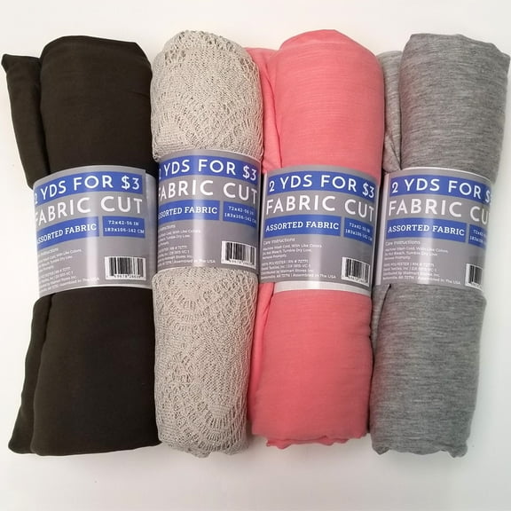 David Textiles Inc. Assorted Value Fabric 2 Yards for $3, Precut, (Color and Fabric Received Will Vary)