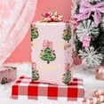 thumbnail image 3 of Christmas Reversible Wrapping Paper Roll - Pink Metallic Foil Shine Green Trees with Pink Bow & Red Checkered Gift Wrap for Christmas, New Year Celebration - Mini Roll - 17 Inch x 33 Feet, 3 of 12