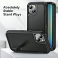 thumbnail image 4 of Stand Case for iPhone 15 Plus with Metal Kickstand Hard PC & TPU Back Shockproof [Military Grade Protection] Heavy Duty Rugged Hybird Protective Cover for iPhone 15 Plus, Black, 4 of 8