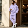 thumbnail image 2 of Zorvxlyn Sweatsuits Men 2 Piece Outfit Fleece Relaxed Fit Hoodie Jogging Sport Pants Set Fall Winter Fuzzy Tracksuit Outfits Jogging Suit Hooded Set Light Purple L, 2 of 7