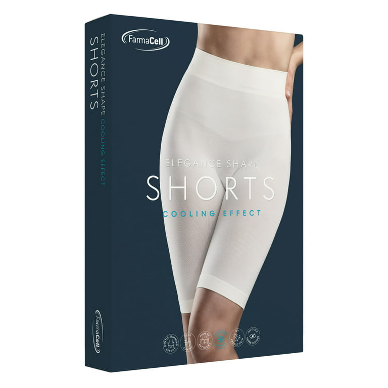 FarmaCell BodyShaper 603B (Ivory, 2XL/3XL) Firm control body shaping shorts  with girdle - light and refreshing NILIT BREEZE fibre, 100% Made in Italy