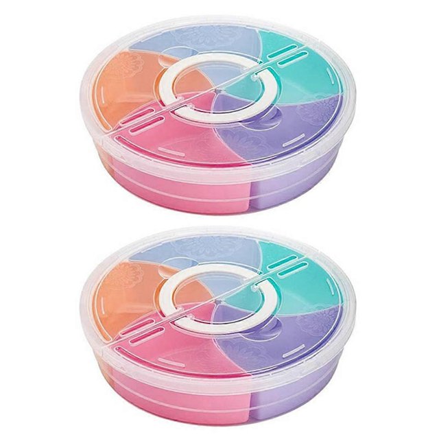 2Pc Multi-Function Food Storage Tray with Lid Food Containers Tray for Nuts and Candy Fruit Snack Plate Serving Platte