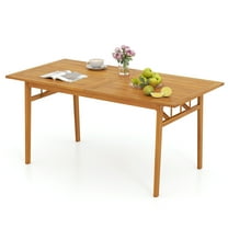 Patiojoy 63" Acacia Wood Table Outdoor Wooden Dining Table for 4-6 w/Wide Slatted Tabletop