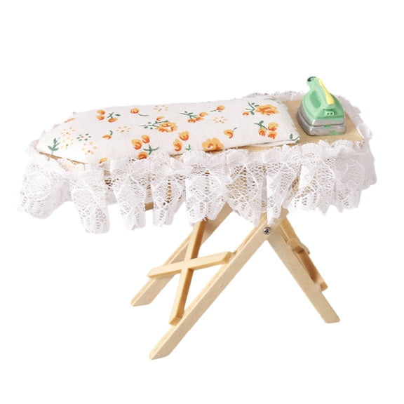 Creative Miniature Ironing Board and Iron Set for 1/12 Scale Dollhouses Simulation Dollhouses Decorative Furniture