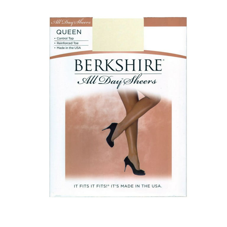 Berkshire Women's Plus-Size Queen All Day Sheer Control Top Pantyhose -  Reinforced Toe 4414, Ivory, 3X-4X 