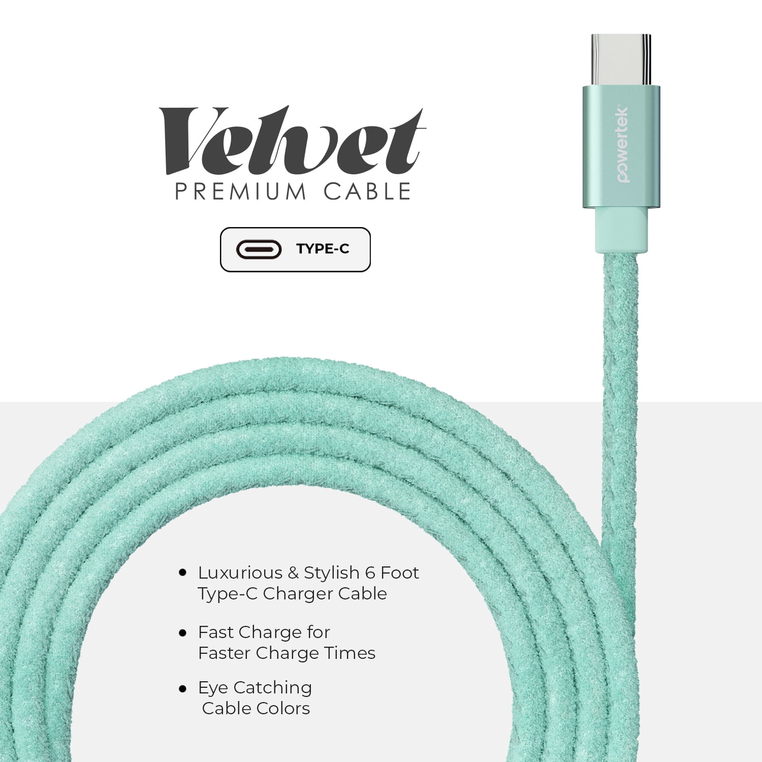 Liquipel Powertek Pastel Velvet USB-A to USB-C - Green