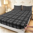 thumbnail image 4 of Manfei Black Gray Checkered King Sheets,Geometric Check Bedding,,4 Pieces,1 Flat Sheet,1 Fitted Sheet and 2 Pillowcases, 4 of 6