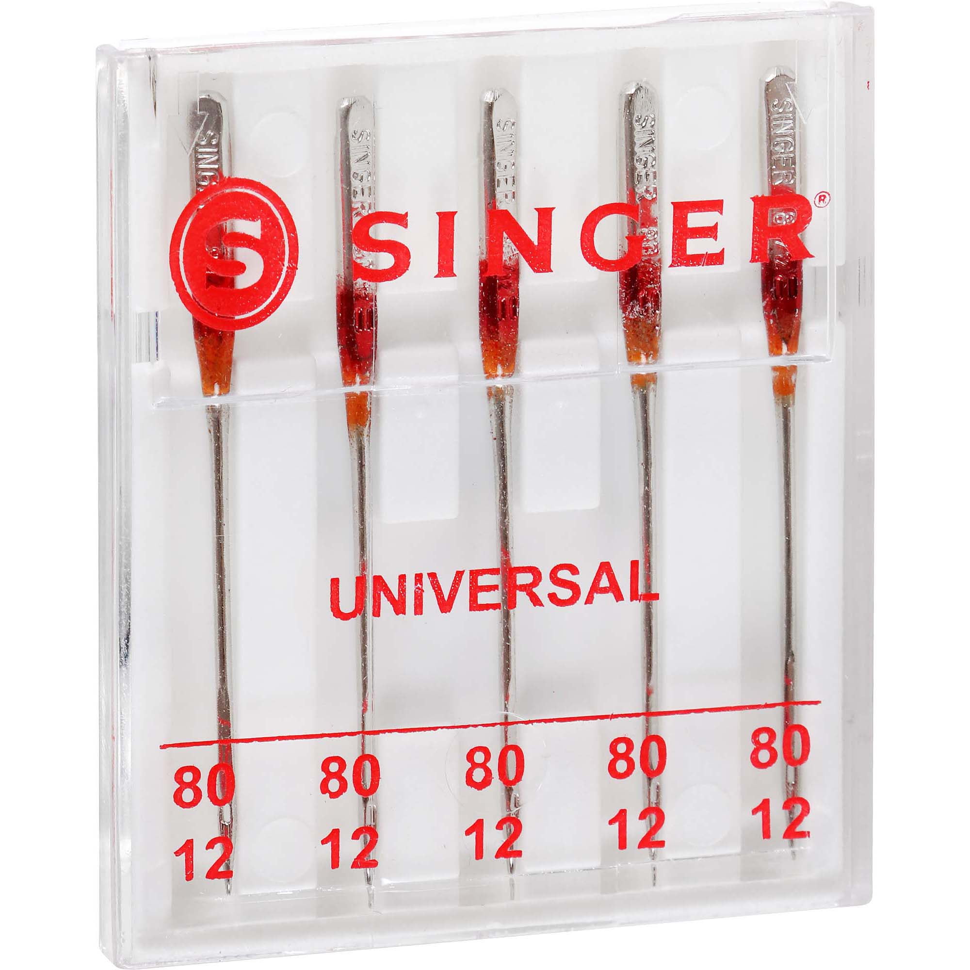 SINGER Size 80/12 Universal Regular Point Sewing Machine Needles - 5 Count