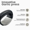 thumbnail image 2 of Garlic Press - Stainless Steel Garlic Press - Rocking Garlic Press - Garlic Chopper - Garlic Crusher - Garlic Mincer - with Free Silicone Garlic Peeler and Cleaning Brush, 2 of 5