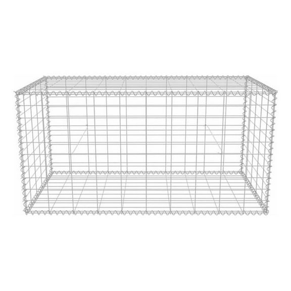 Pemberly Row 39.4"x19.7"x19.7" Gabion Basket in Galvanized Steel Silver