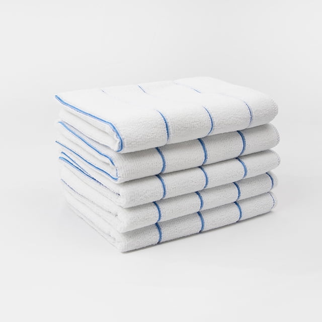 Nvzi 10 paños de limpieza de microfibra de doble cara para cocina, multiusos, antirayaduras, con diseño de rayas, 15,74 x 23,62 pulgadas (blanco)