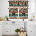 thumbnail image 3 of Country Stars Kitchen Curtains Valances and Tiers Set of 3 Vintage Rust Black Star Berry Brown Bright Green Wood Grain Tier Curtains and Valance with Rod Pocket for Small Windows, 27.5"x24", 3 of 9