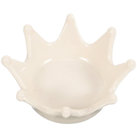 White Ceramic Jewelry Tray for Storage Crown Shaped Trinket Display Dish Decorative Plate