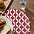 thumbnail image 3 of Red Geometric Round 13 Inch Placemats Set of 4, Vintage Rhombus Circle Texture HeatResistant Non Slip Place Mats for Dining Table, Wipeable Braided Kitchen Table Mats for Housewarming, 3 of 9