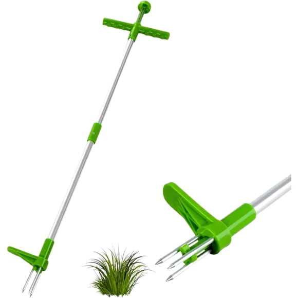 Stand Up Weed Remover Tool with Long Handle – Manual Lawn Weed Puller with Stainless Steel Claws & Foot Pedal, Heavy Duty Garden Weeding Tool for Yard, Grass & Root Removal