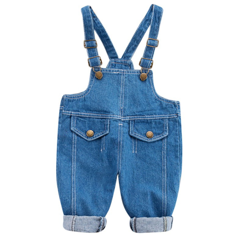 Baby Jeans Overalls Dungarees Denim Jumpsuit Girls Boys Rompers Cat Printed Clothes 80cm 