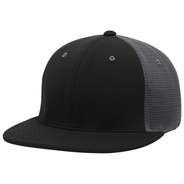 Pacific Headwear ES341.Q92.XS Premium M2 Performance Trucker Flexfit Cap, Black & Graphite - Extra Small