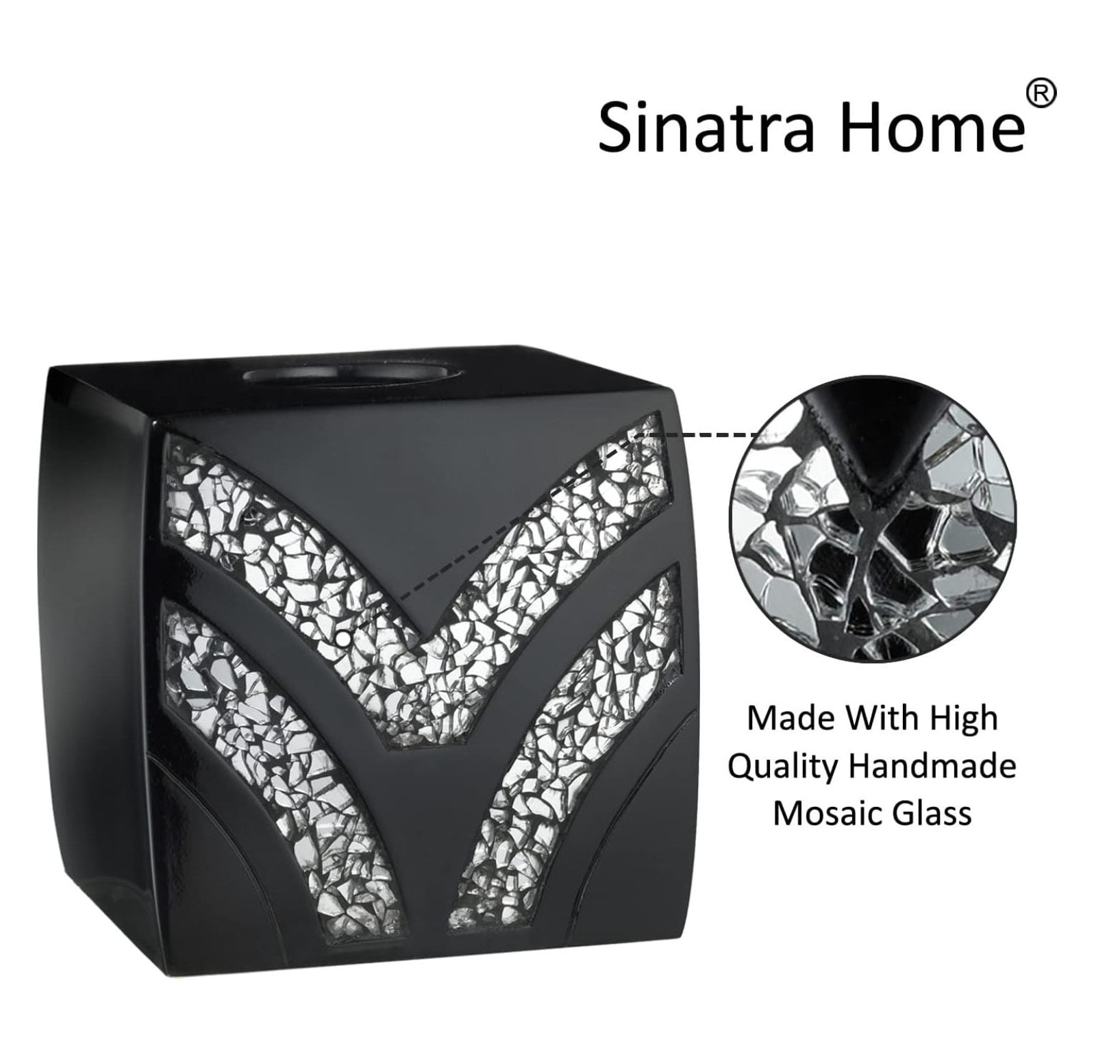 KriKac Black Modern Waste Basket and Tissue Box Set, 2 Count