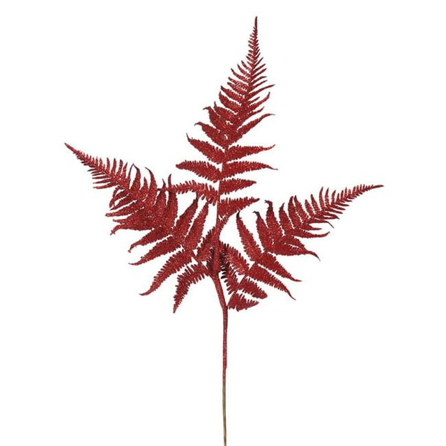 Vickerman L162603 Red Fern Glitter Leaf Spray - 22 in. - 6 Per Bag