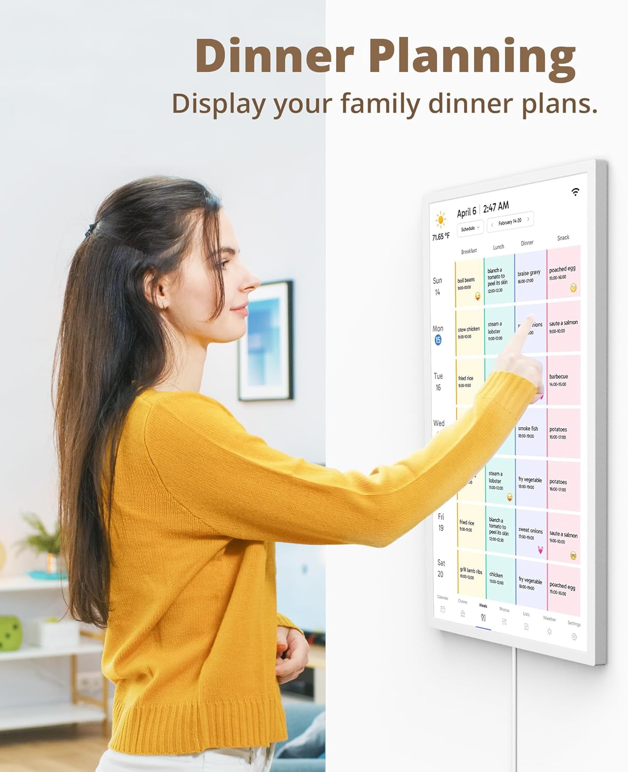EKASN 27 Inch Digital Calendar Chore Chart, Electronic Calendar Smart Family Planner 1080P FHD Touchscreen Interactive Display Wall & Desk Mount Seamless Scheduling-White