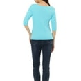 thumbnail image 3 of INSPIRE CHIC Women's Tops Elbow Sleeves Boat Neck Slim Fit Classic Casual Tee Mother's Day Shirt Aqua Blue L, 3 of 6