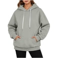 thumbnail image 2 of Vivianyo HD Women's Kangaroo Pocket Pullover Hoodie, Long Sleeve Casual Sweatshirt for Women, Women's Gray, Sizes S-2XL, 2 of 5
