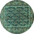 thumbnail image 1 of Ahgly Company Machine Washable Indoor Round Persian Turquoise Blue Traditional Area Rugs, 3' Round, 1 of 4