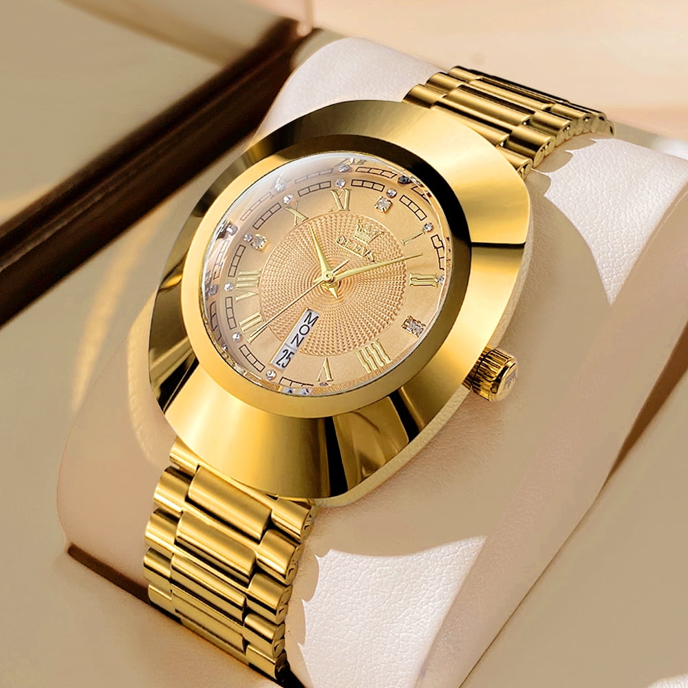 OLEVS Watches for Women Luxury Dress Waterproof Analog Quartz Fashion Gold Plated Tungsten Steel Roman Numeral Date Classic Female Ladies Watches Women Wrist Watches Gift Relojes para Mujer