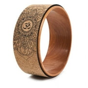 Cork Yoga Wheel for Yoga Poses and Backbends Inversions Wood-Effect and Mandala Print, Yoga Prop Wheel