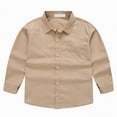 thumbnail image 5 of Ccpelsie Boys Dress Shirt Long Sleeve Oxford Button Down Solid Color for Uniform Holidays and Special Celebrations(A-Khaki,7-8 Years), 5 of 9