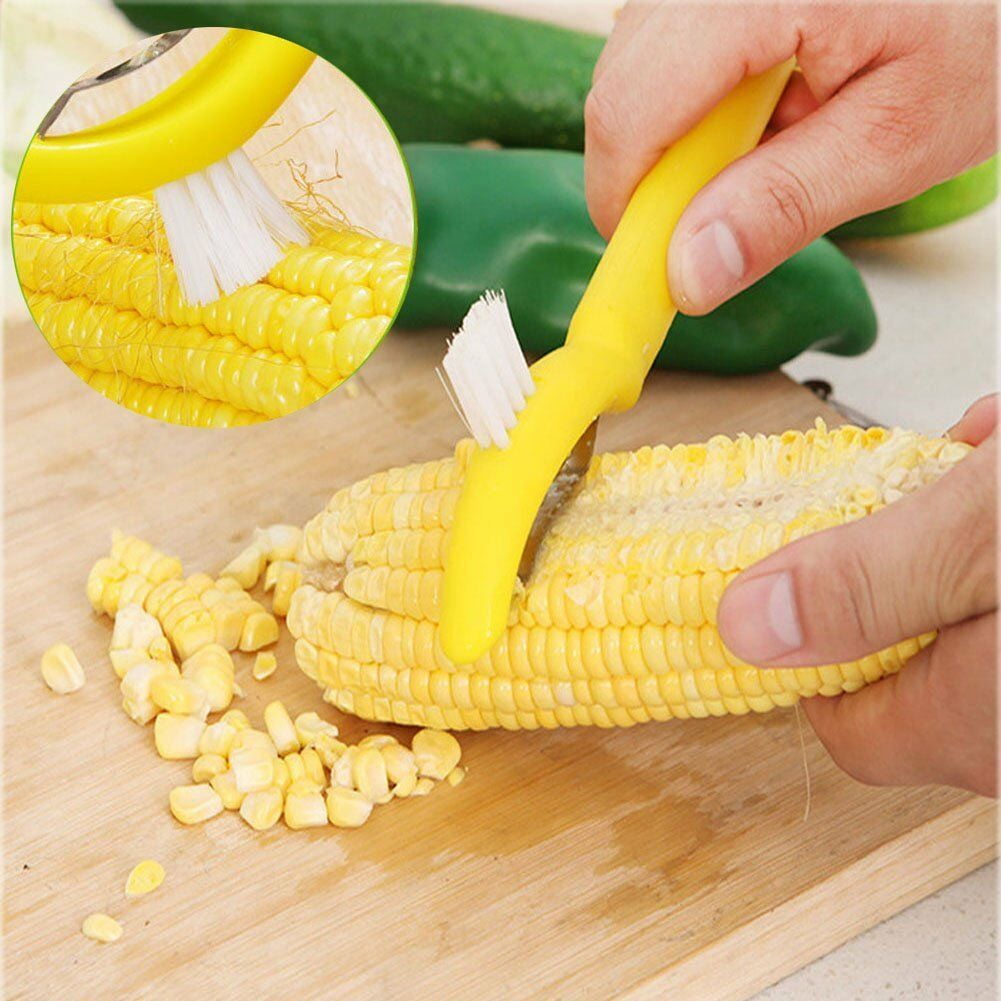 4 pcs Corn Stripper Cutter Corn Clean Brush Vegetable Fruit Peeler