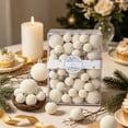 thumbnail image 2 of 42 Pcs Cream White Flocked Christmas Balls Ornaments, Shatterproof Velvet Xmas Hanging Decorations, 3 Sizes Christmas Tree Pendant for Home Party Holiday Decor, 2 of 8