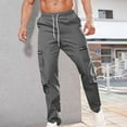 thumbnail image 2 of LNWUY Baggy Cargo Pants for Men Relaxed Fit Ripstop Cargo Work Sweatpants Solid Color Casual Cotton Tapered Stretch Trousers Dark Gray L, 2 of 9