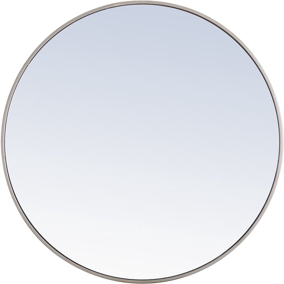 Metal frame Round Mirror 36 inch Silver finish