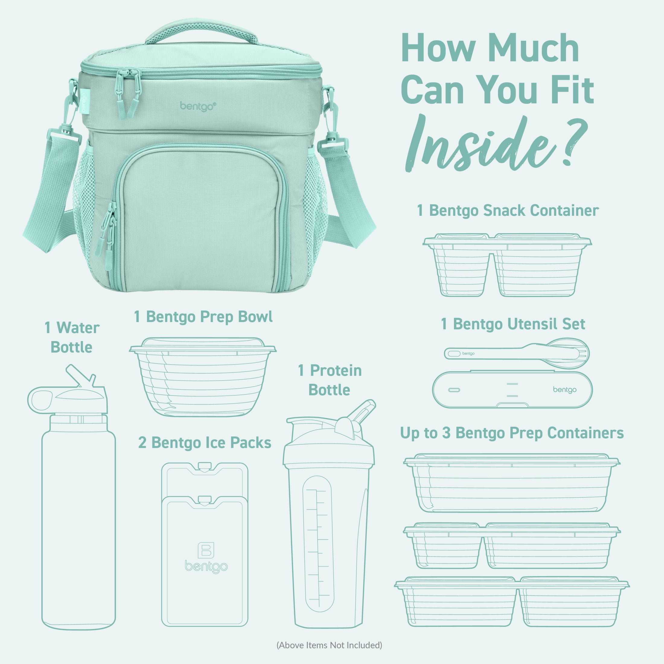 Bentgo Prep Deluxe Multimeal Bag - Premium Insulation with Water-Resistant Exterior & Interior, Holds 5 Meals, Keeps Meals Warm or Cool for up to 8 Hrs - Great for All Day Meal Prep (Coastal Aqua)
