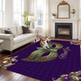 thumbnail image 2 of Carnival Area Rugs 6'x9', Washable Small Throw Rugs for Kitchen Dining room, Modern Chic Mask Flower Purple Plaid Checkered Indoor Outdoor Rug Non-Slip Low Pile Carpet Runner Reversible Floor Mats, 2 of 8