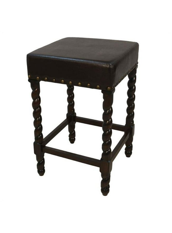 Carolina Cottage  24 in. Remick Counter Stool, Espresso & Brown Leatherette